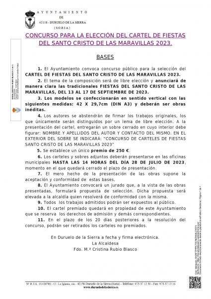 BASES CONCURSO CARTEL DE FIESTAS DEL SANTO CRISTO DE LAS MARAVILLAS